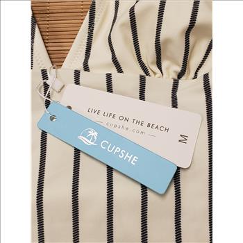 NWT Cupshe Women's Tie Halter Stripes V-Neck One Piece Bathing Suit Sz M, China