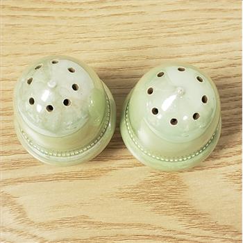Rare Vintage MOORCROFT Pottery Early 1900's Yellow-Green Lustre Glazed Acorn Shaped Salt and Pepper Shakers Set, Made in England