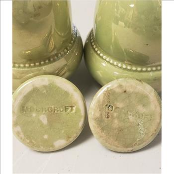 Rare Vintage MOORCROFT Pottery Early 1900's Yellow-Green Lustre Glazed Acorn Shaped Salt and Pepper Shakers Set, Made in England