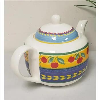 Vintage Vista Alegre Portugal Cherry Fruit Pattern Porcelain Teapot