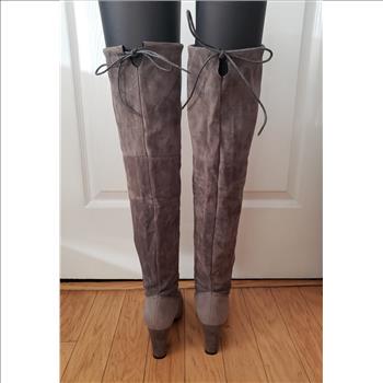 Women Above Knee Suede High Heel Boots, Sz 6