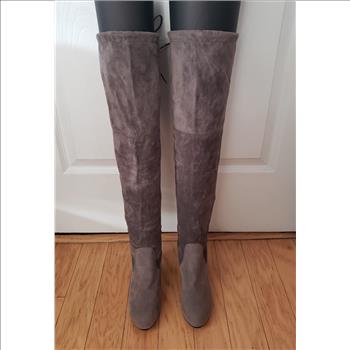 Women Above Knee Suede High Heel Boots, Sz 6