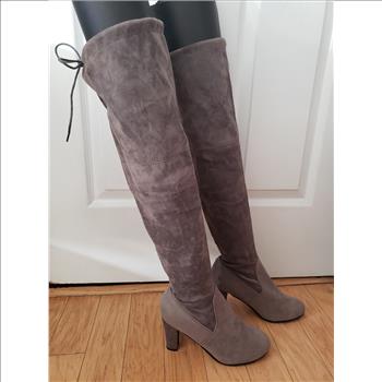 Women Above Knee Suede High Heel Boots, Sz 6