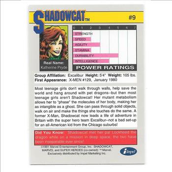 1991 Marvel Super Heroes Trading Card Series 2 Impel Shadowcat #9
