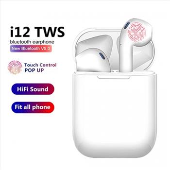 TWS i12 Wireless Bluetooth 5.0 Auto Pairing Touch Control Portable Earphones - IOS and Android