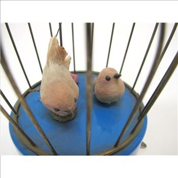 1950s Music Box Bird Cage with Mechanical Moving Bird