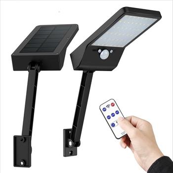 Two Outdoor Wall Solar Lights 48 LED Security Motion Sensor Lamp Black