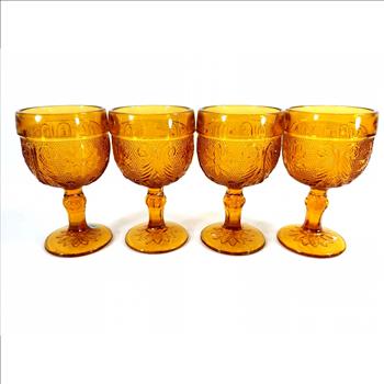 Four VTG Indiana Glass Tiara Crystal Sandwich Amber Pattern