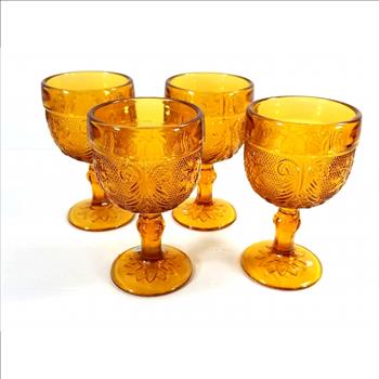 Four VTG Indiana Glass Tiara Crystal Sandwich Amber Pattern