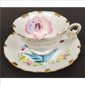 Shafford England Bone China Hand Painted Demitasse Cup and Saucer