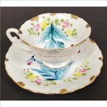 Shafford England Bone China Hand Painted Demitasse Cup and Saucer
