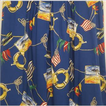 Vintage Alfred Dunner Patriot American Flag-Nautical Themed Print Women's Pleated Midi Skirt Sz 16-Petite, Made in USA