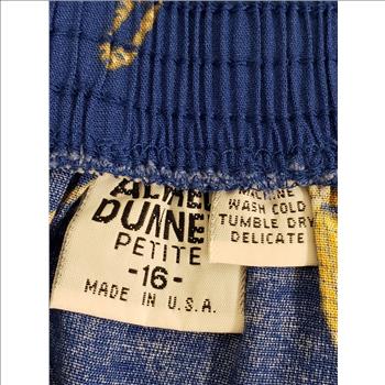 Vintage Alfred Dunner Patriot American Flag-Nautical Themed Print Women's Pleated Midi Skirt Sz 16-Petite, Made in USA