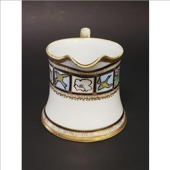 Vintage RC Royal Crockery Nippon Hand Painted Bird & Flower Pattern Gold Moriage Gilding Fine China Creamer, Made In Japan