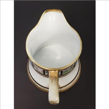 Vintage RC Royal Crockery Nippon Hand Painted Bird & Flower Pattern Gold Moriage Gilding Fine China Creamer, Made In Japan