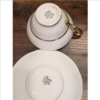 RARE Antique Stanley Bone China England Est. 1875 Large Three Cabbage Roses Cup and Saucer Set