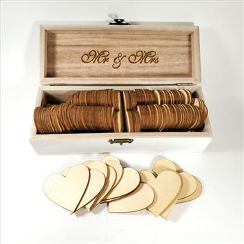 Wooden Rustic Wedding Wish Box Guest Book Alternative Drop in Heart Box