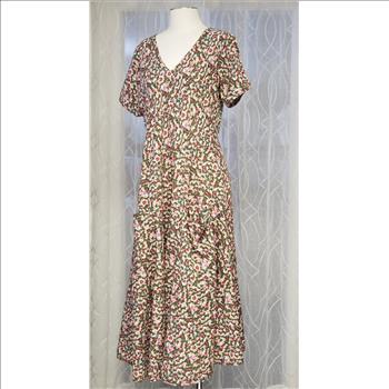 Women's Dress Addict 100% Cotton Floral Ditsy V-Neck Short Sleeve Flowy Maxi Dress Sz XL