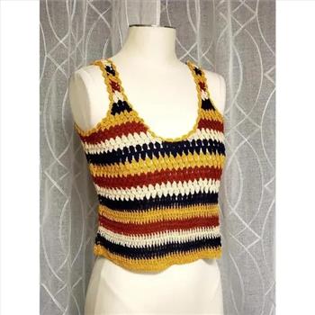 NWT Pimkie 100% Cotton Multi-Colored Crochet Teens/Ladies Crop Top Sz S
