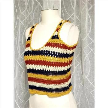 NWT Pimkie 100% Cotton Multi-Colored Crochet Teens/Ladies Crop Top Sz S