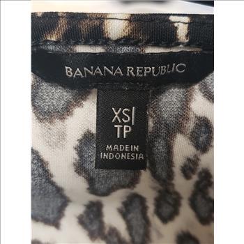 Banana Republic Women's Leopard Print V-Neck 3/4 Sleeves Self-Tie Wrap Dress, Sz XS