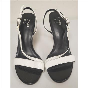 Mix No.6 Black & White Open Toe Ankle Strap Heels Sandals Sz 8.5M-US