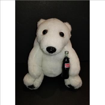 VTG  1993 Coke Soda Pop Beverage White Polar Bear Holding Coca-Cola Bottle Stuffed Plush Toy