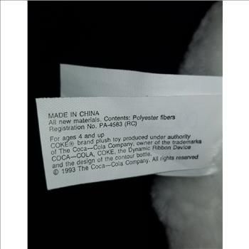 VTG  1993 Coke Soda Pop Beverage White Polar Bear Holding Coca-Cola Bottle Stuffed Plush Toy