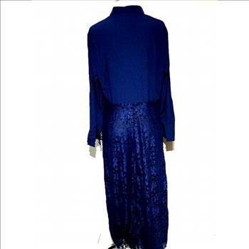 Full Sleeve Royal Blue Pleated Maxi Dress Size L
