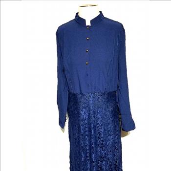 Full Sleeve Royal Blue Pleated Maxi Dress Size L