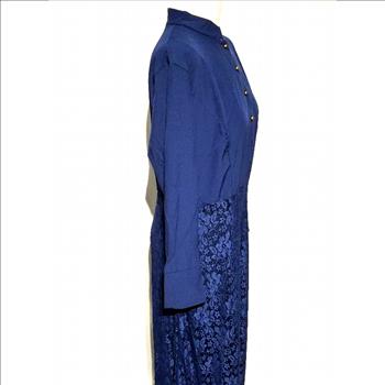 Full Sleeve Royal Blue Pleated Maxi Dress Size L