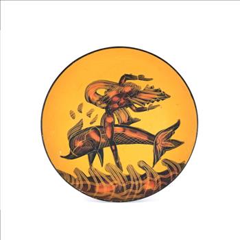 Hand Made And Painted Fish Pottery Wall Plate