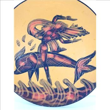 Hand Made And Painted Fish Pottery Wall Plate