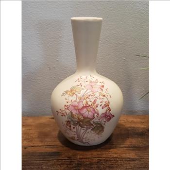Vintage Handpainted Floral Matte Porcelain Bud  Vase