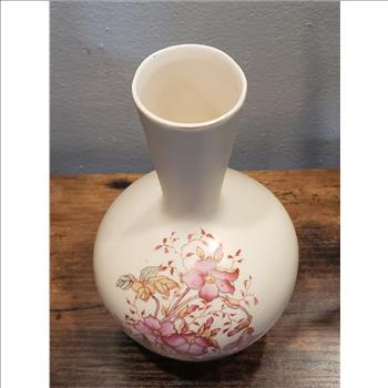 Vintage Handpainted Floral Matte Porcelain Bud  Vase