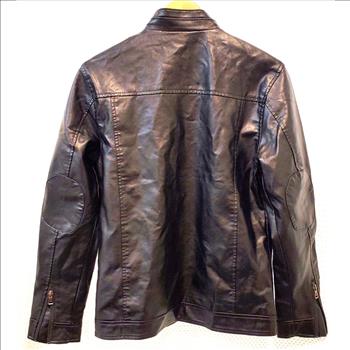 Ladies PU Leather Full Zip Coat Black Size S