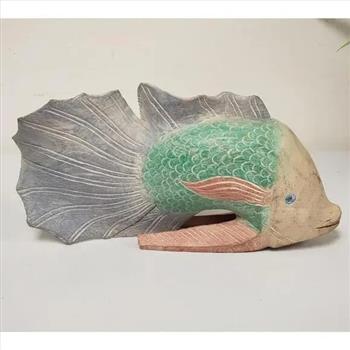 Vintage Hand Carved Hand Painted Wooden Tropical Fish Figurine 9