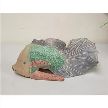 Vintage Hand Carved Hand Painted Wooden Tropical Fish Figurine 9