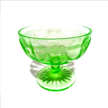 Three c1930's Vintage Green Depression Glass Goblets