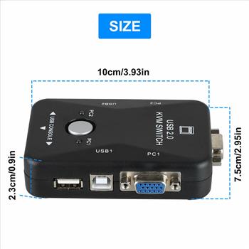 2 Port USB 2.0 KVM VGA Switch w/VGA USB Cable For Mouse Keyboard Monitor PC