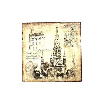 Vintage Looking Square Metal Sign - Cathedral