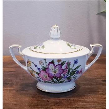 VTG Kings Court China Bouquet Porcelain Sugar Bowl-Japan