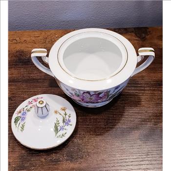 VTG Kings Court China Bouquet Porcelain Sugar Bowl-Japan
