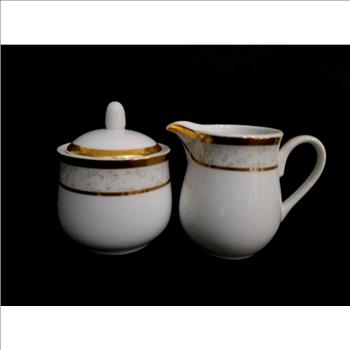 Royal Heritage Porcelain Sugar Bowl With Lid And Creamer Pitcher