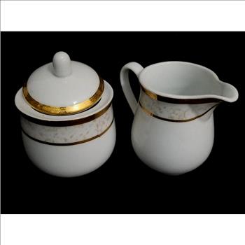 Royal Heritage Porcelain Sugar Bowl With Lid And Creamer Pitcher