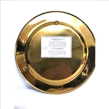 Vintage Brass Engraved Mexico Aztec Calendar Wall Plate 