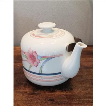 VTG The Toscany Collection Japan Porcelain Teapot with Stainless Steel Handle