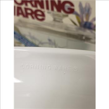 Vintage CORNING WARE Shadow Iris Handled-Lidded Square 2L Ceramic Glass Cookware, Made in Canada