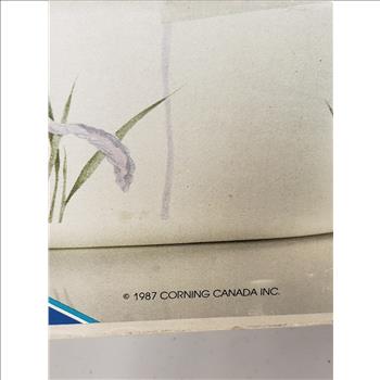 Vintage CORNING WARE Shadow Iris Handled-Lidded Square 2L Ceramic Glass Cookware, Made in Canada