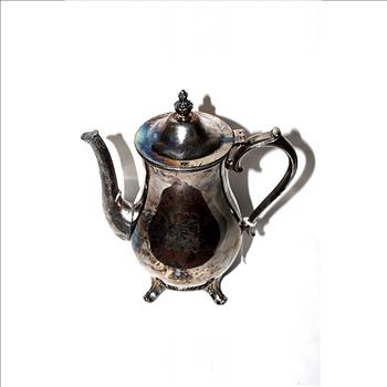 Silver Plate Tea Kettle With Hinged Lid